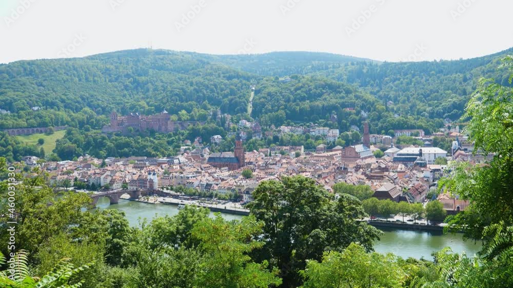 Heidelberg cityscape with river and castle during summer, germany