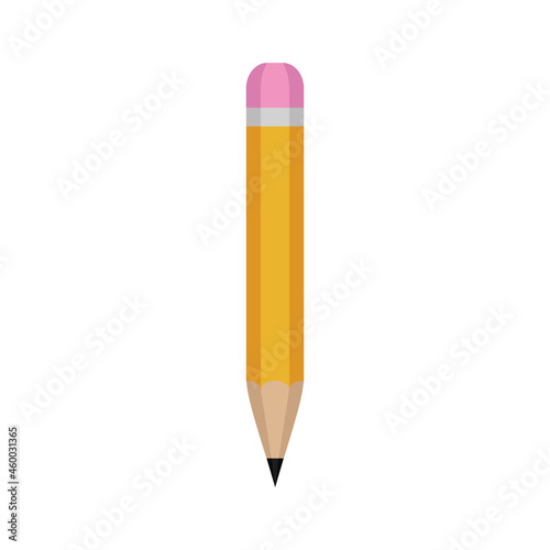 Pencil. Yellow pencil with a regular pencil lead. A subject for writing and drawing. Vector illustration isolated on a white background for design and web.