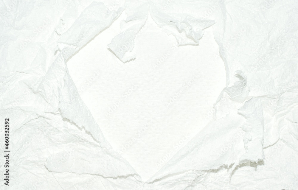 white-torn-crumpled-paper-heart-shape-tissue-paper-background-stock