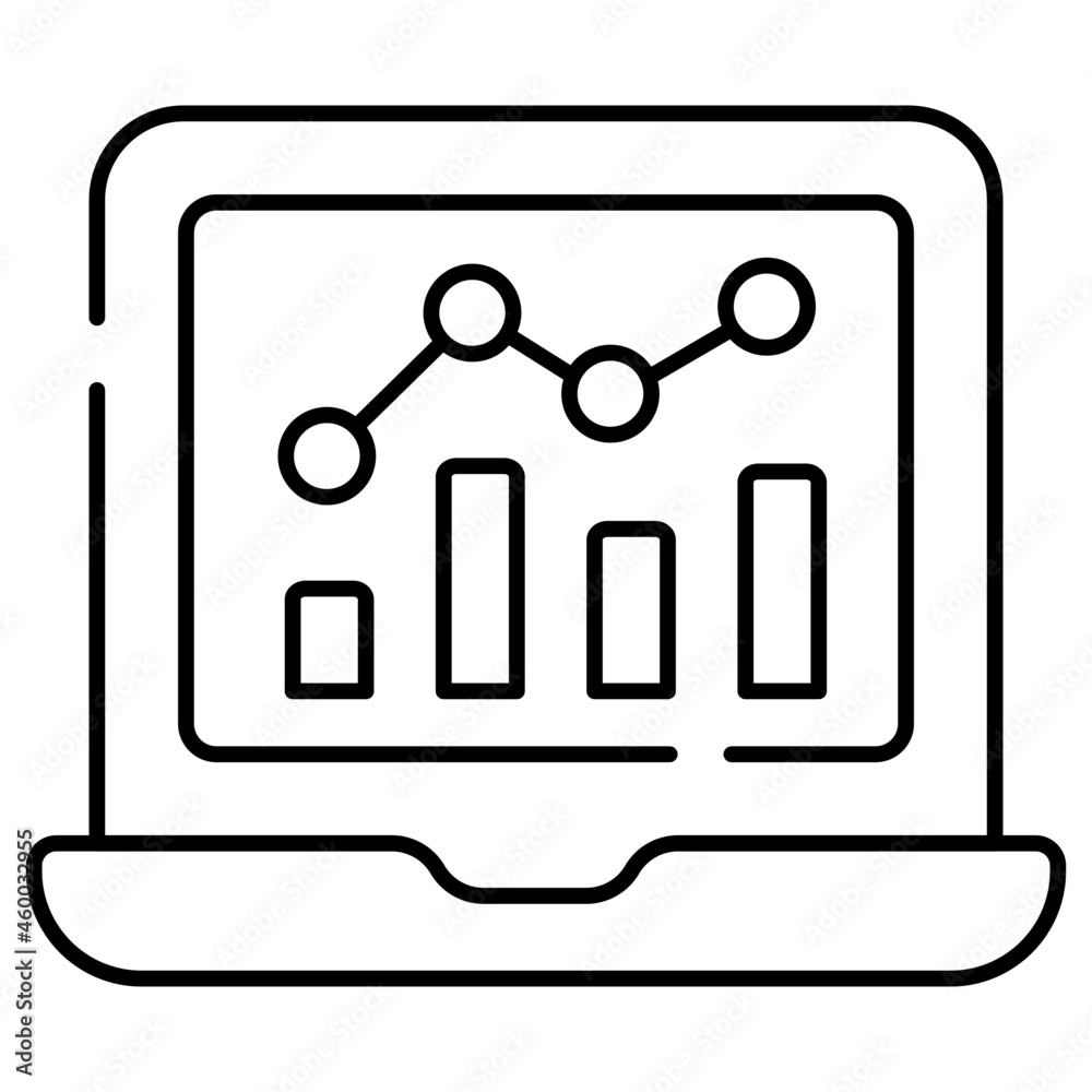 A linear design icon of online statistics A linear design icon of online statistics