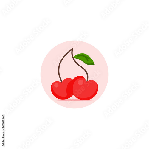 cherry icon designed in colorful flat style in fruit illustration theme