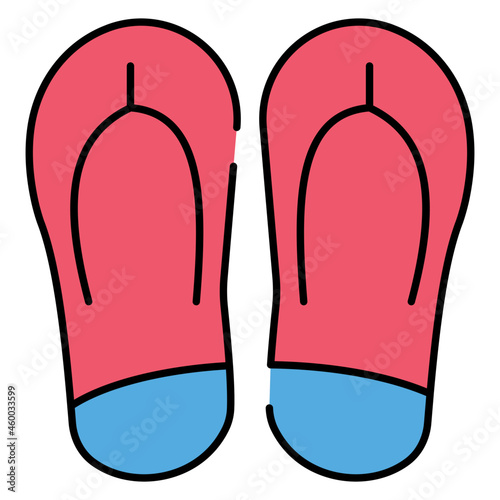 A pair of beach slippers icon, flat design of flip flop