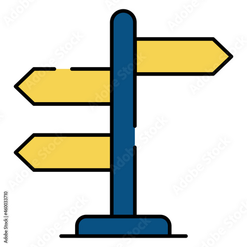 Direction post icon in flat design, roadpost vector photo