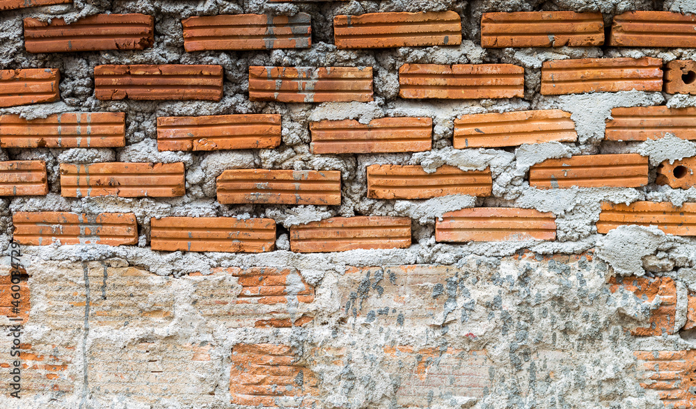 Closeup brick wall background, construction concept Closeup brick wall background, construction concept