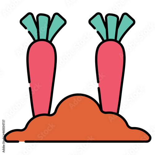 A creative design icon of carrot cultivation