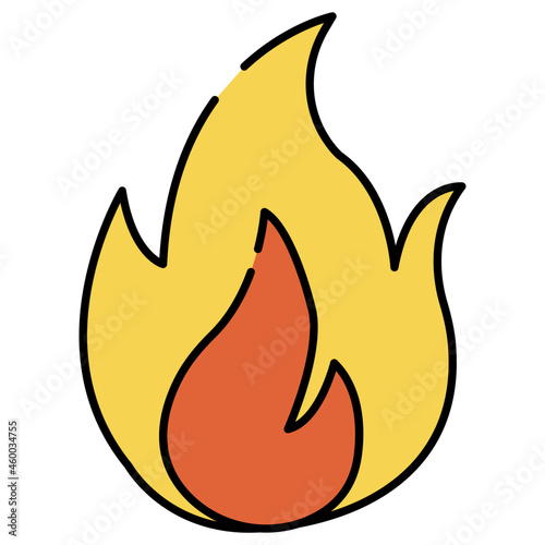 Trendy flat design icon of fire 