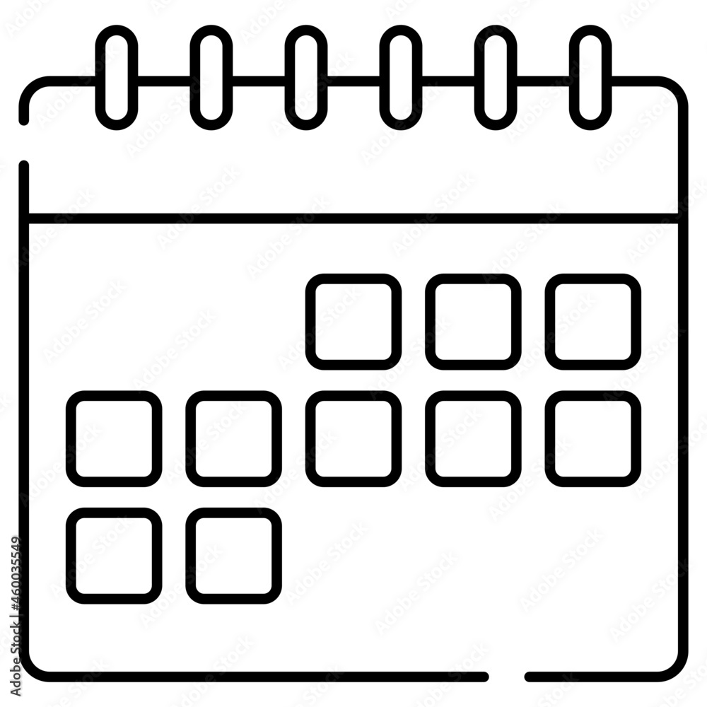 Monthly schedule icon, linear design of calendar Monthly schedule icon, linear design of calendar