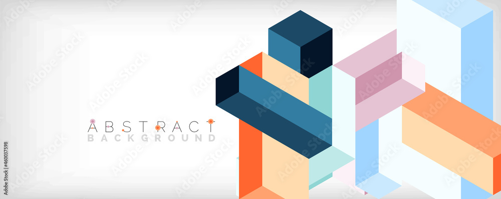 Abstract background. 3d cubes, cubic elements and blocks. Techno or business concept for wallpaper, banner, background, landing page Abstract background. 3d cubes, cubic elements and blocks. Techno or business concept for wallpaper, banner, background, landing page