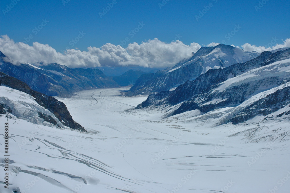 ユングフラウヨッホからのアレッチ氷河の眺め（スイス）
