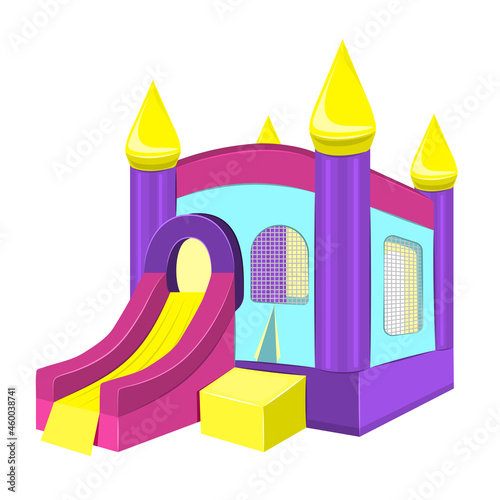 Vector illustration of inflatable slides isolated on white background.