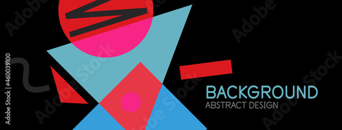 Abstract background. Blocks, lines, triangles, circles composition. Techno or business concept for wallpaper, banner, background, landing page