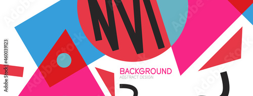 Abstract background. Blocks, lines, triangles, circles composition. Techno or business concept for wallpaper, banner, background, landing page