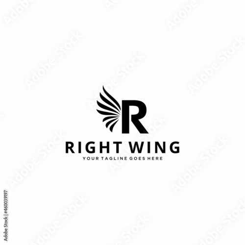 Creative Illustration modern R with wings sign luxury geometric logo design template