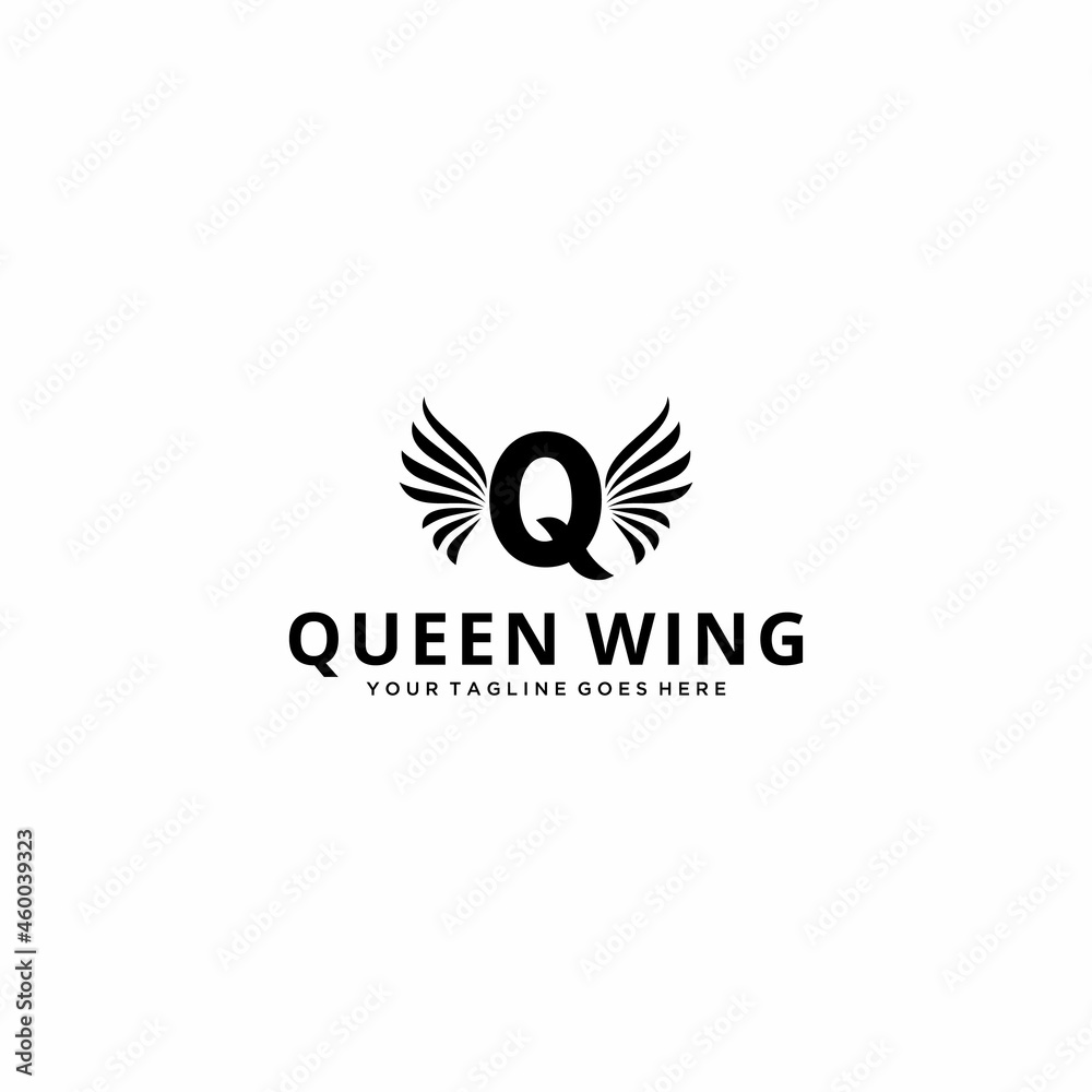 Creative Illustration modern Q with wings sign luxury geometric logo design template