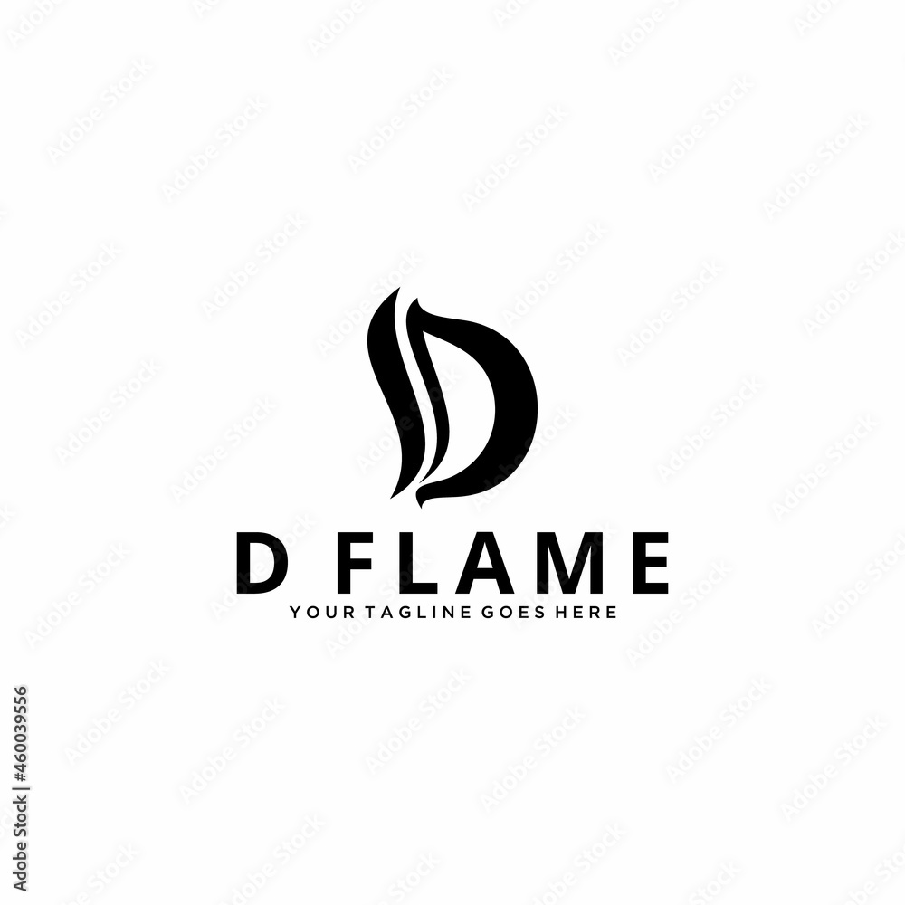 Creative Illustration modern D like fire flame sign luxury geometric logo design template