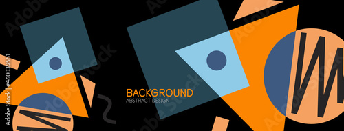Abstract background. Blocks, lines, triangles, circles composition. Techno or business concept for wallpaper, banner, background, landing page