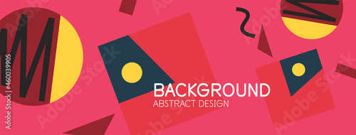 Abstract background. Blocks, lines, triangles, circles composition. Techno or business concept for wallpaper, banner, background, landing page