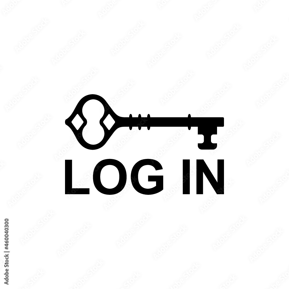 Log in icon. Lock key icon isolated on white background Log in icon. Lock key icon isolated on white background