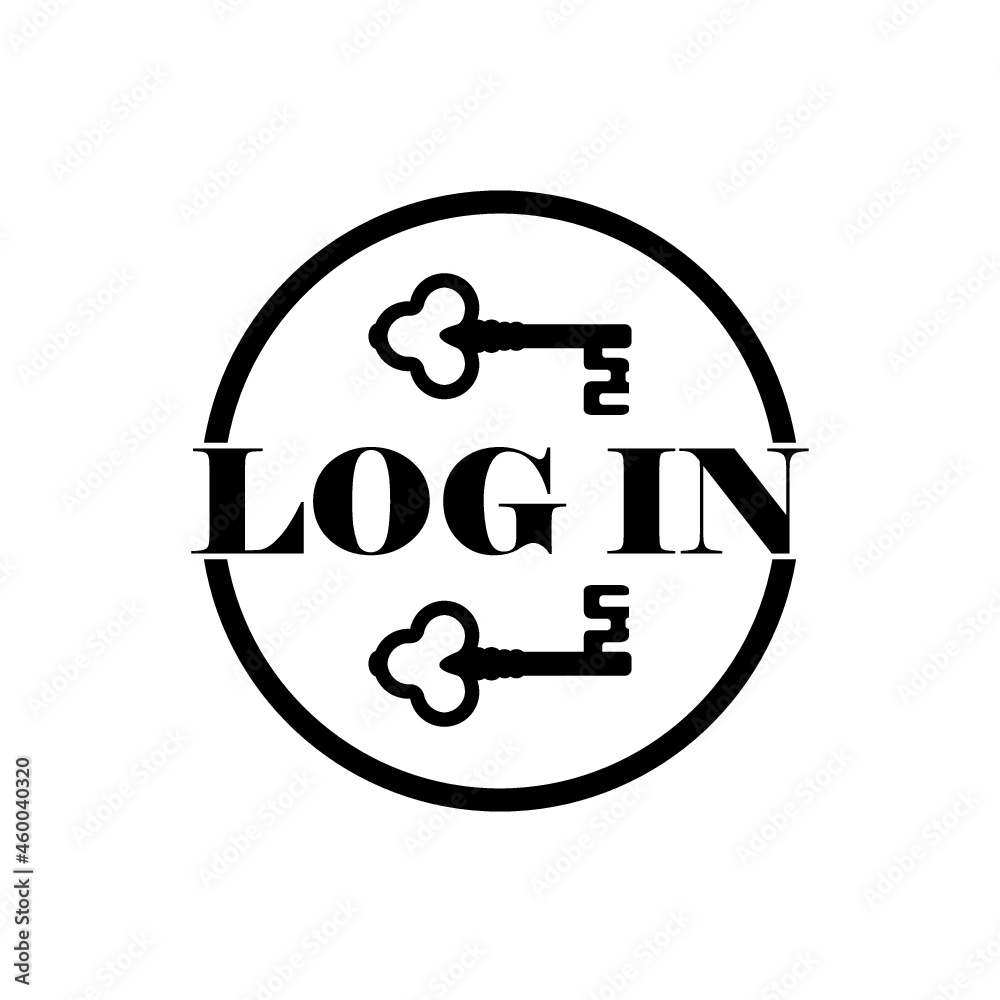 Log in icon. Lock key icon isolated on white background Log in icon. Lock key icon isolated on white background
