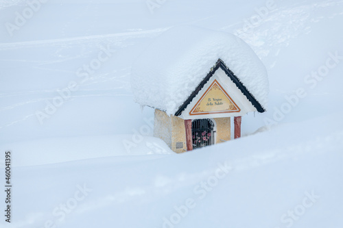 After the snowfall. Dusk on the Sappada plain. Magic of winter.