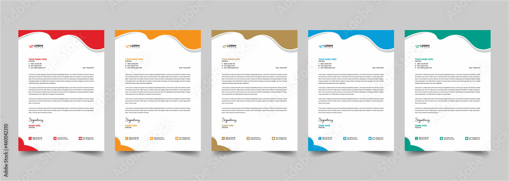 Creative Minimal Clean Colorful Business Letterhead Design Bundle Template 