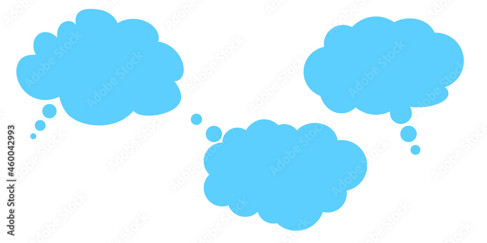 Blue chat clouds. Communication background. Message sign. Hand drawn. Flat design. Vector illustration. Stock image. 