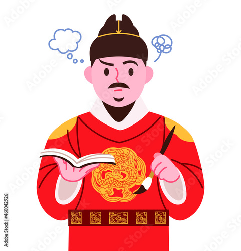 Korean national day 'Hangeul Day' concept person illustration. Simplified cute character of the great Korean 'Sejong the Great'.