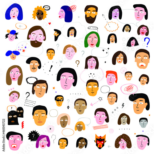 faces of people - vector illustration,cartoon set