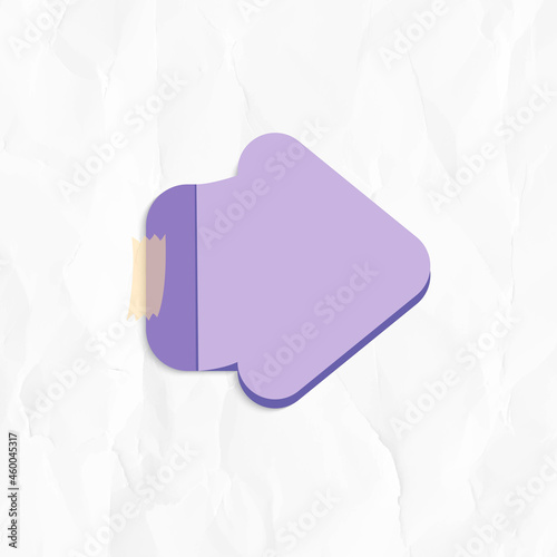 Purple arrow shaped reminder note sticker vector