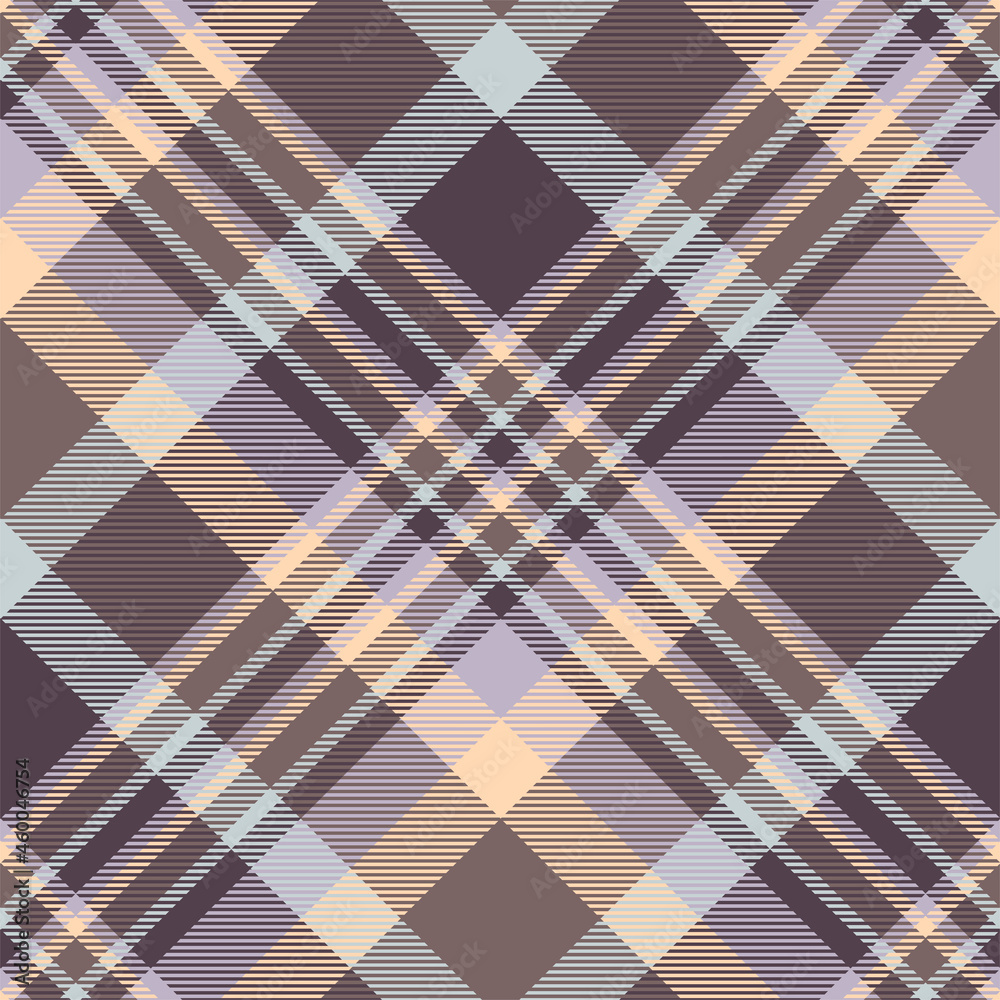 Seamless plaid pattern in dark purple, taupe brown, lavender and pale orange. Seamless plaid pattern in dark purple, taupe brown, lavender and pale orange.