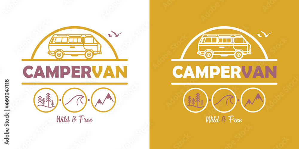 Campervan - vector illustration - Van - Vanlife - wild and free ...