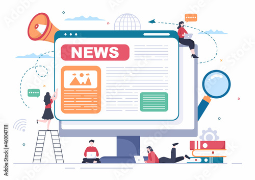 Breaking News Reporter Background Vector Illustration With Broadcaster or Journalist on the Monitor About Information Incident, Activities, Weather and Announcements