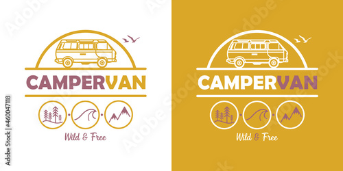 Campervan - vector illustration - Van - Vanlife - wild and free - colors