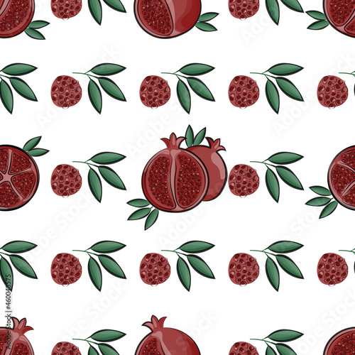 fruit pomegranate seamless pattern fabric textile print vector illustration