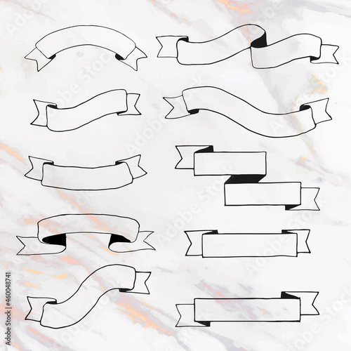 Set of blank ribbon banner vectors