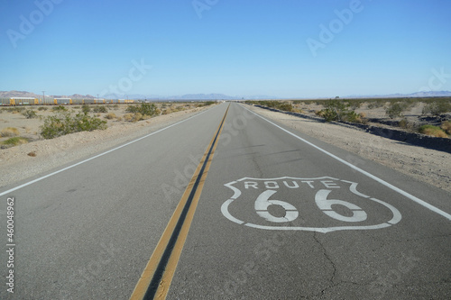 Route 66, Famous highway sixty six from Chicago to Los Angeles, photo from Mojave Desert in California, United States