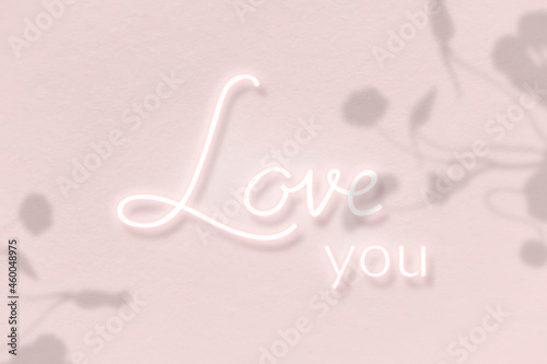 Love you neon word on pink background vector