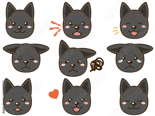 甲斐犬（黒虎毛）の顔表情アイコン