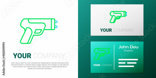 Line Police electric shocker icon isolated on white background. Shocker for protection. Taser is an electric weapon. Colorful outline concept. Vector