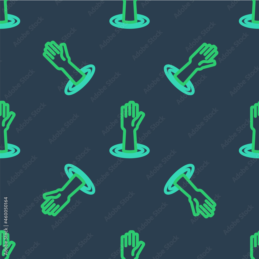 Line Helping hand icon isolated seamless pattern on blue background. Vector Line Helping hand icon isolated seamless pattern on blue background. Vector