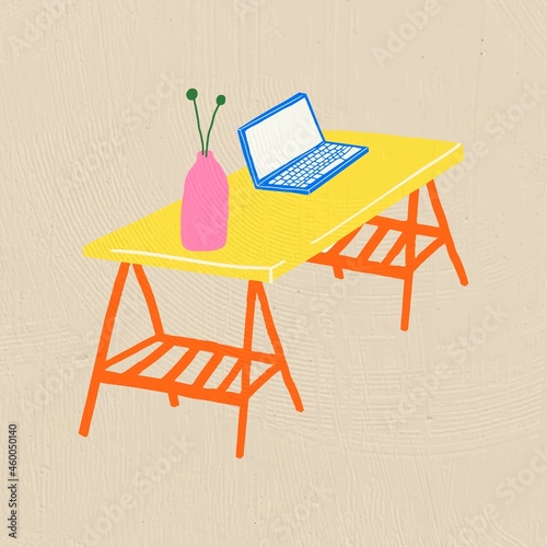 Hand drawn object vector furniture in colorful flat graphic style