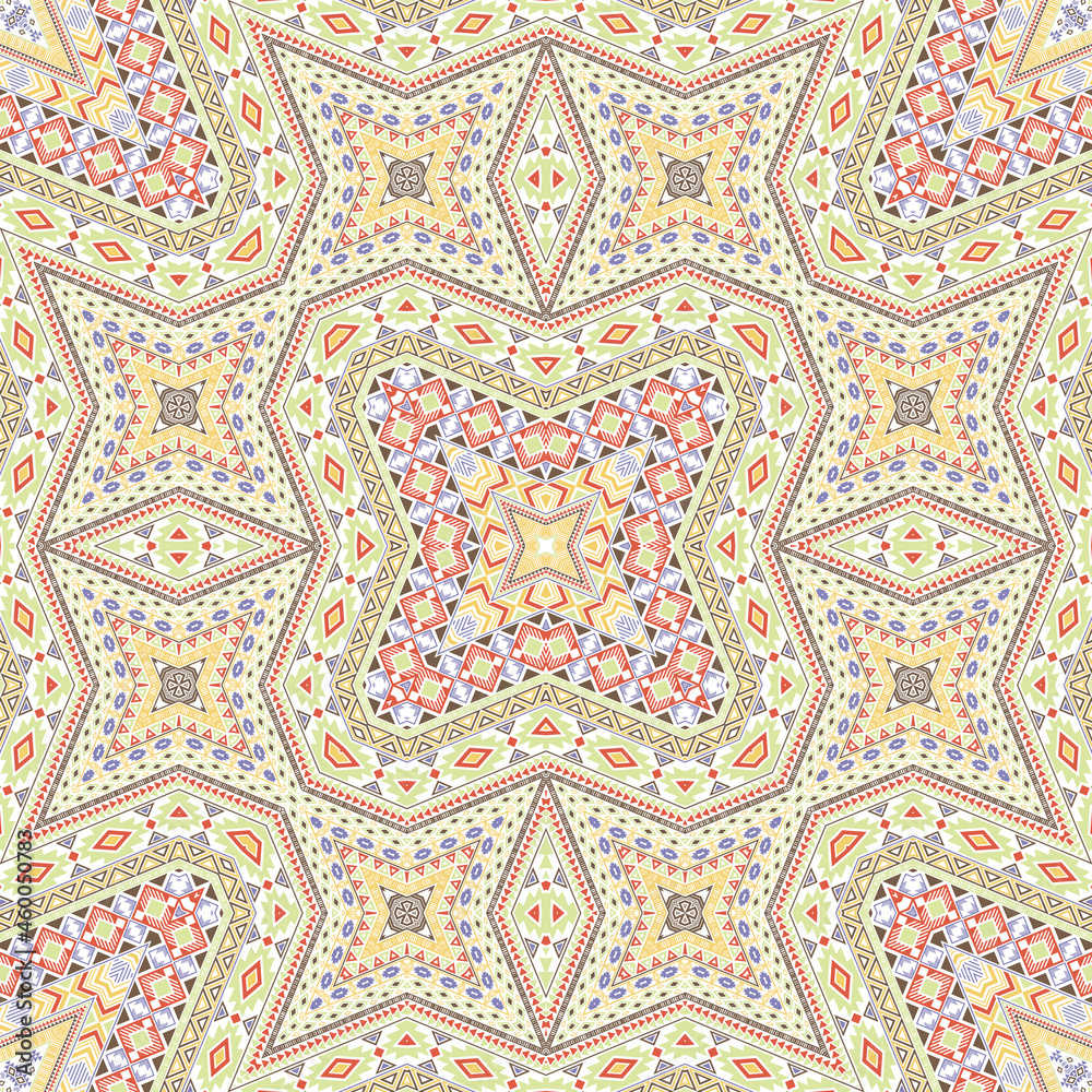 Indian seamless pattern vector design. Vintage geometric texture. Fabric print in ethnic style.