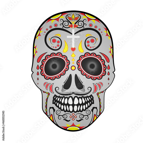 Dia de los muertos skull. Day of the dead festival skull. Mexican death holiday decoration