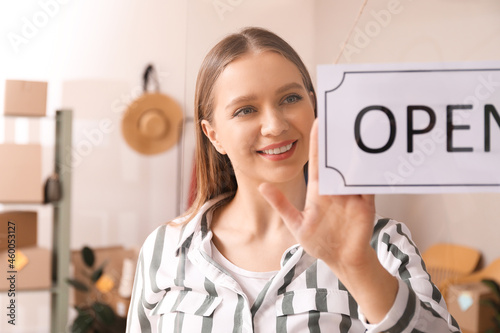 Female business owner openi...
