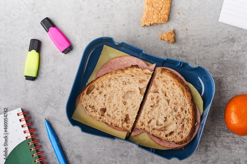 School lunchbox scene on counter