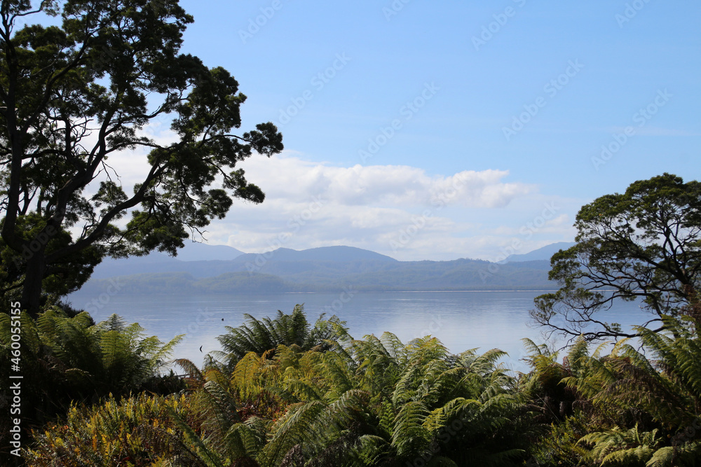 View from Macquarie Harbor Penal Colony on Sarah Island, Tasmania, Australia