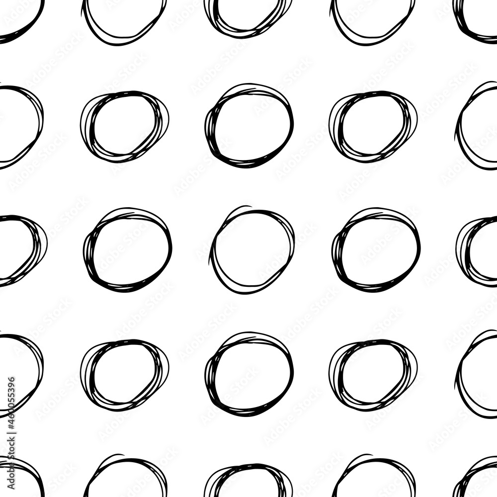 Seamless pattern with sketch circles shape Seamless pattern with sketch circles shape