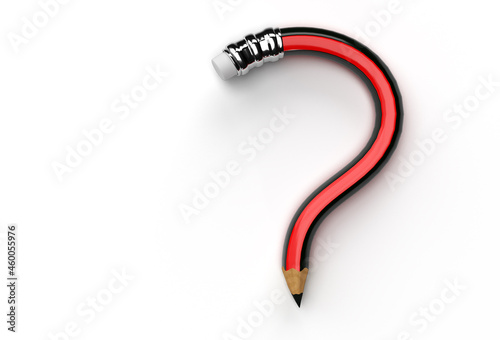 3D Render Pencil Question Mark Pen Tool Created Clipping Path Included in JPEG Easy to Composite.