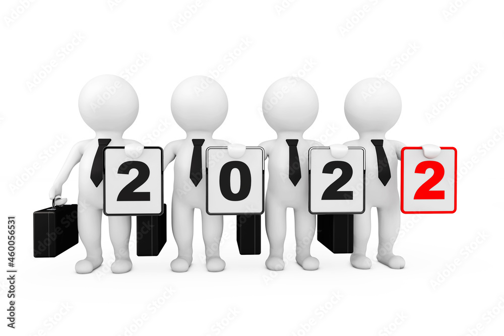 3d Businessmans with New 2022 Year Sign. 3d Rendering 3d Businessmans with New 2022 Year Sign. 3d Rendering