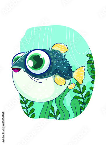 Cute puffer Fish illustration